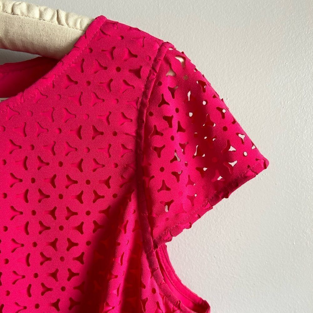J.Crew Raspberry Laser Cut Out A-line Dress - Picture 2 of 7